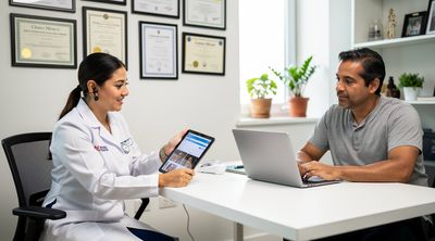 A Mexican surgeon conducts a virtual consultation with an American patient for body lift.