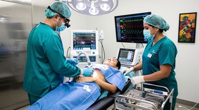 A skilled Mexican surgeon performs VASER liposuction on a patient in a state-of-the-art operating room.