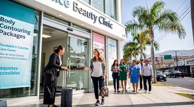 An American patient is welcomed by clinic staff upon arrival at a Tijuana medical facility for consultation.