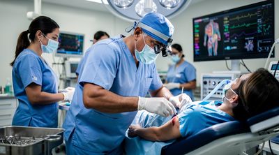 A Mexican surgical team performs an arm lift procedure on an American patient in a modern Tijuana operating room.