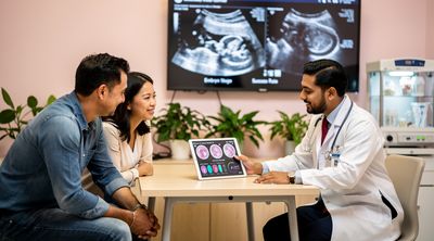 Malaysian fertility specialist explaining IVF to a couple at Sunway Medical Centre.