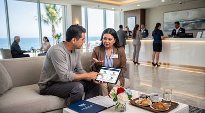 Patient reviews comprehensive eyelid surgery package inclusions with clinic coordinator in Tijuana.