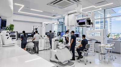 Modern Tijuana dental clinic interior with advanced equipment and diverse dental team