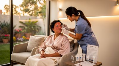 A patient recovering comfortably from CO2 laser treatment with nurse assistance in a Tijuana clinic.