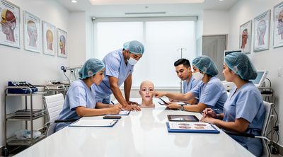 Medical team at EG Surgical Clinic preparing for facial procedure in Tijuana.