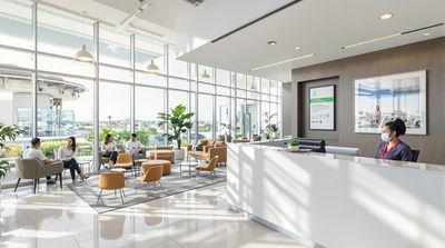 Reception at a Mexican dental clinic.