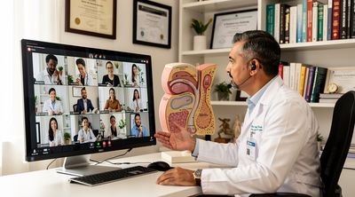 A Mexican surgeon demonstrating the fat transfer procedure in a video consultation.