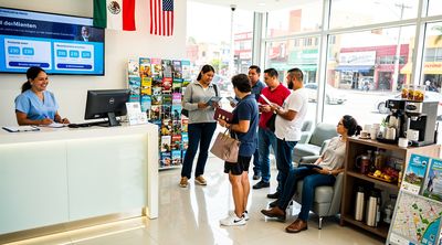 Diverse patients check in at a vibrant medical tourism center in Tijuana.