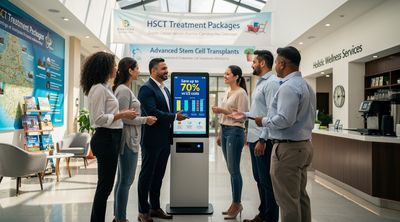 Clinic administrator presenting competitive HSCT pricing to patients.