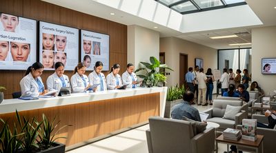 Diverse staff in a busy Mexican clinic handling high patient volume efficiently.