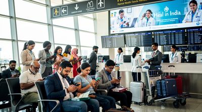 International patients handling e-visa at Indian airport for medical travel.