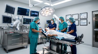 Diverse medical team in a JCI-accredited Mexican hospital preparing for an orthopedic procedure.