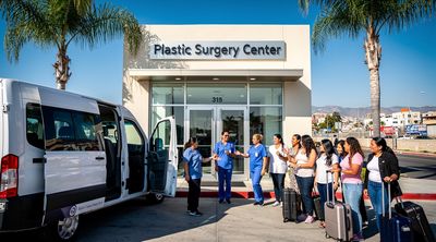 Diverse patients arriving at a Tijuana clinic for affordable mommy makeover surgery.