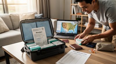 An American tourist packing Mounjaro medication in a cooler for border crossing.